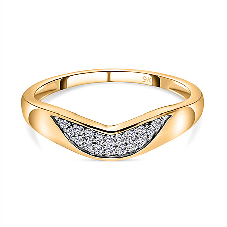 0.10 Ct SGL Certified Diamond I3 GH Wishbone Stacking Ring in 9K Yellow Gold