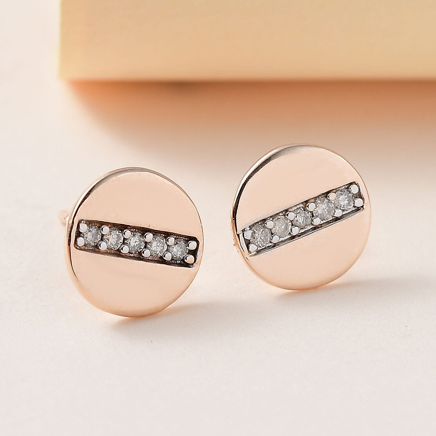 9K Rose Gold SGL Certified Diamond (I3 - G-H) Stud Earrings (with Push Post) 0.10 Ct.