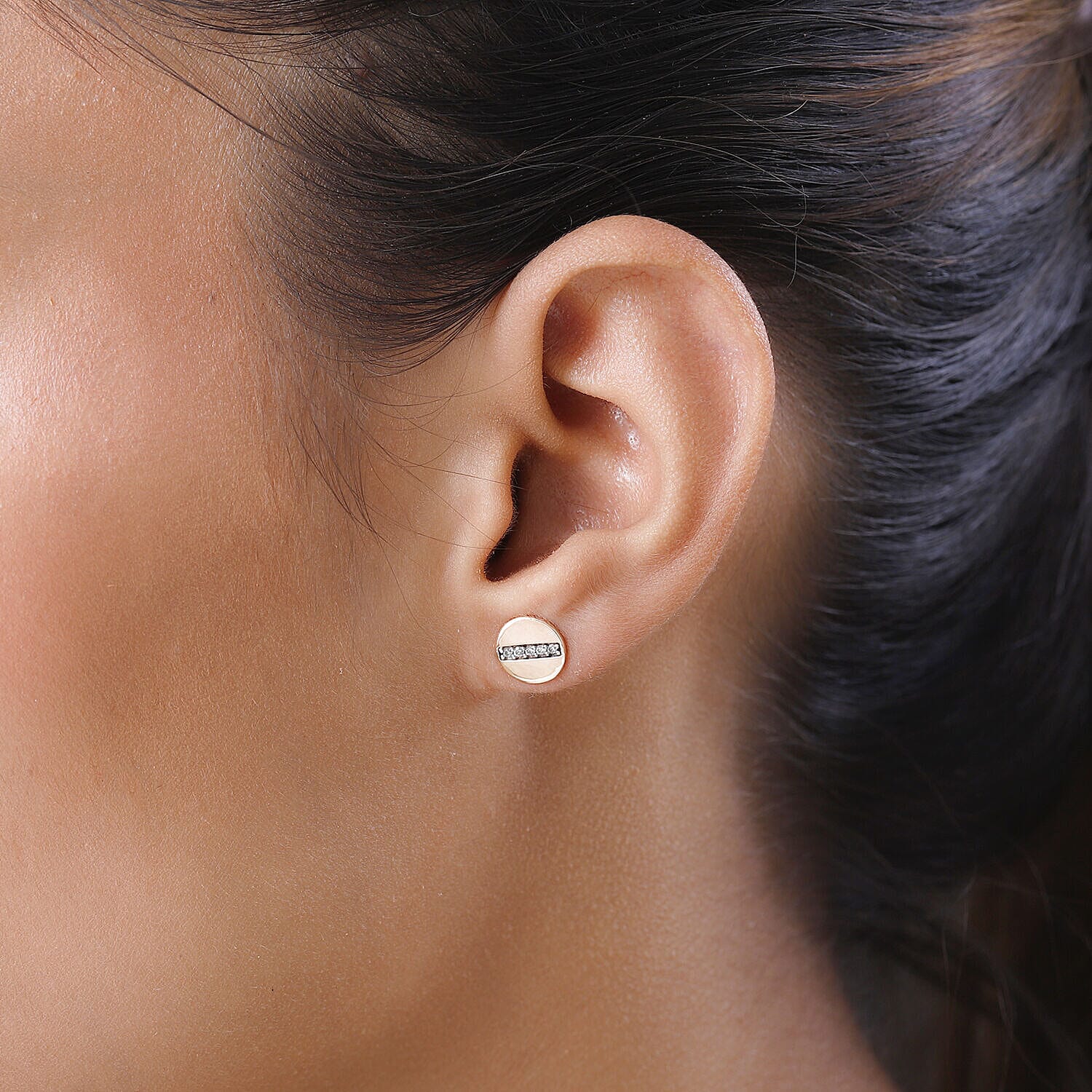 9K Rose Gold SGL Certified Diamond (I3 - G-H) Stud Earrings (with Push Post) 0.10 Ct.