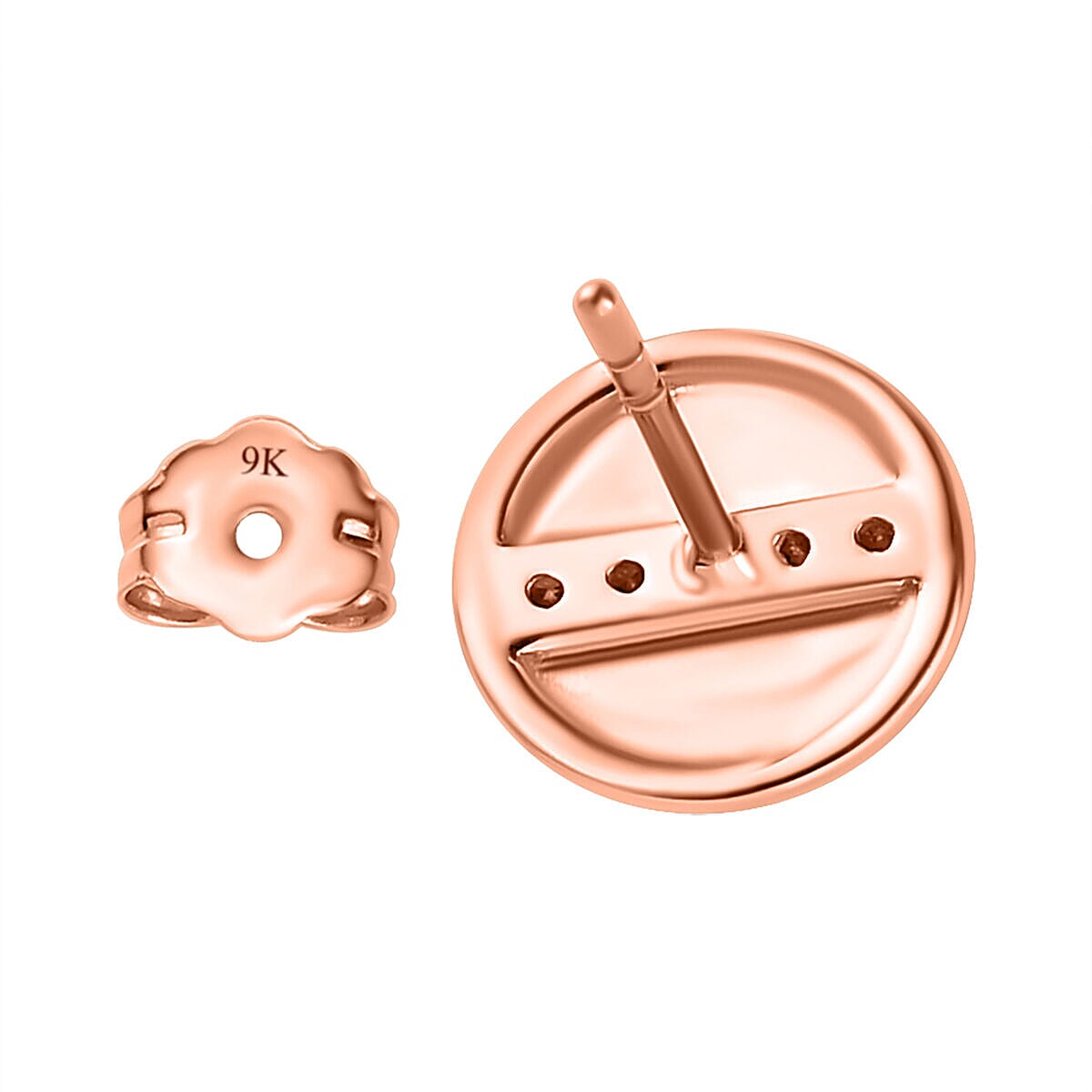 9K Rose Gold SGL Certified Diamond (I3 - G-H) Stud Earrings (with Push Post) 0.10 Ct.