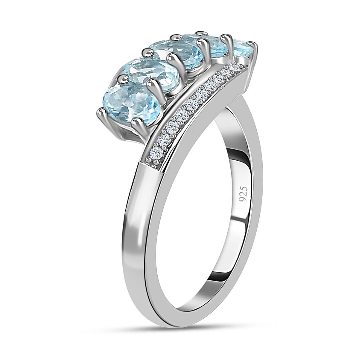 Espirito Santo Aquamarine and Natural Zircon Ring in Platinum Overlay Sterling Silver 1.27 Ct