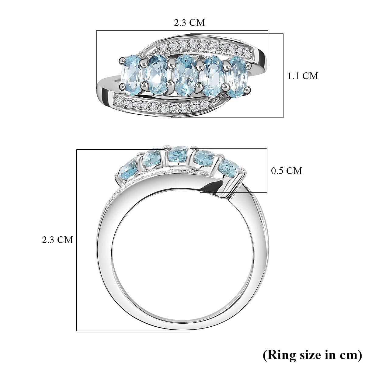 Espirito Santo Aquamarine and Natural Zircon Ring in Platinum Overlay Sterling Silver 1.27 Ct