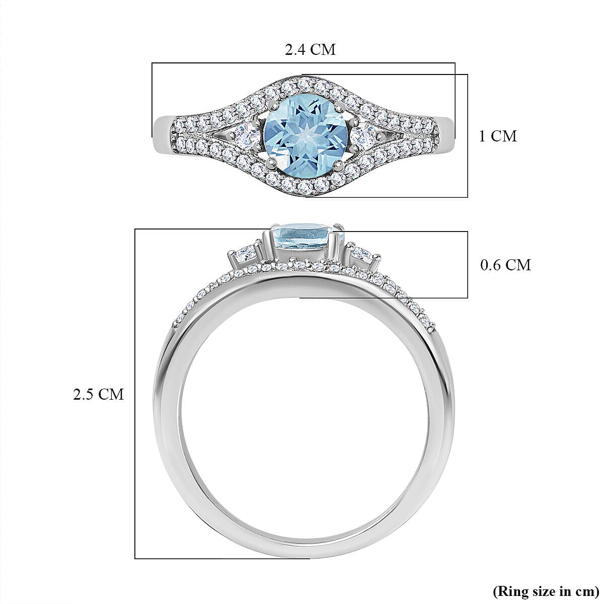 Espirito Santo Aquamarine and Natural Zircon Ring in Platinum Overlay Sterling Silver 1.22 Ct