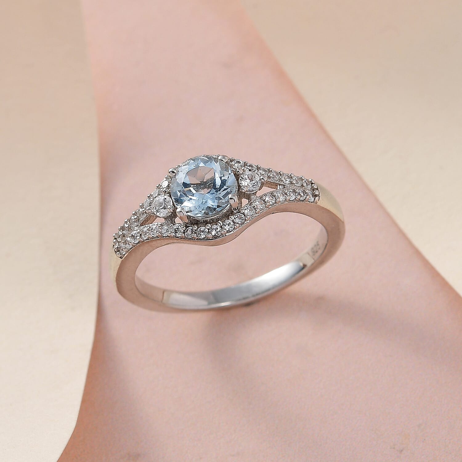 Espirito Santo Aquamarine and Natural Zircon Ring in Platinum Overlay Sterling Silver 1.22 Ct