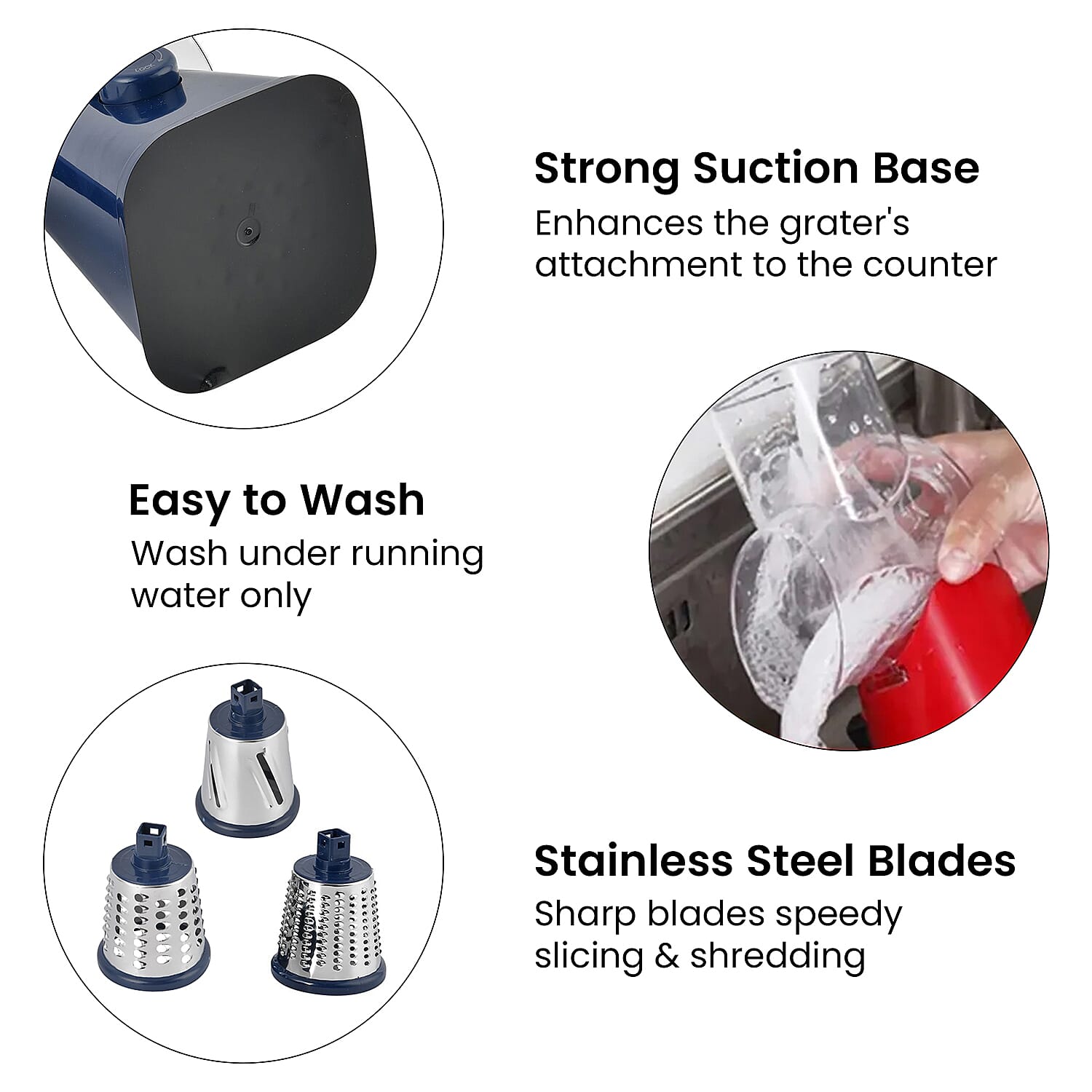 3 in 1 Easyway Vegetable and Fruit Slicer with One Slicing, Shredding and Grating Blade (Size 18x14x28 Cm) - Navy