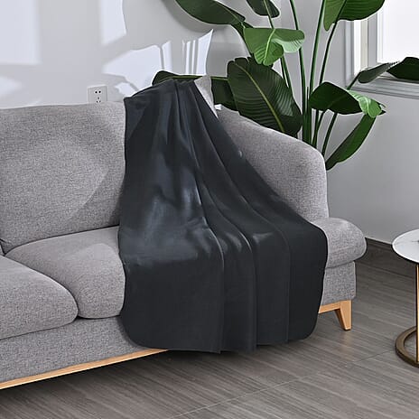 SUPER BARGAIN- Fleece Solid Blanket (Size 170x130 cm) - Dark Grey