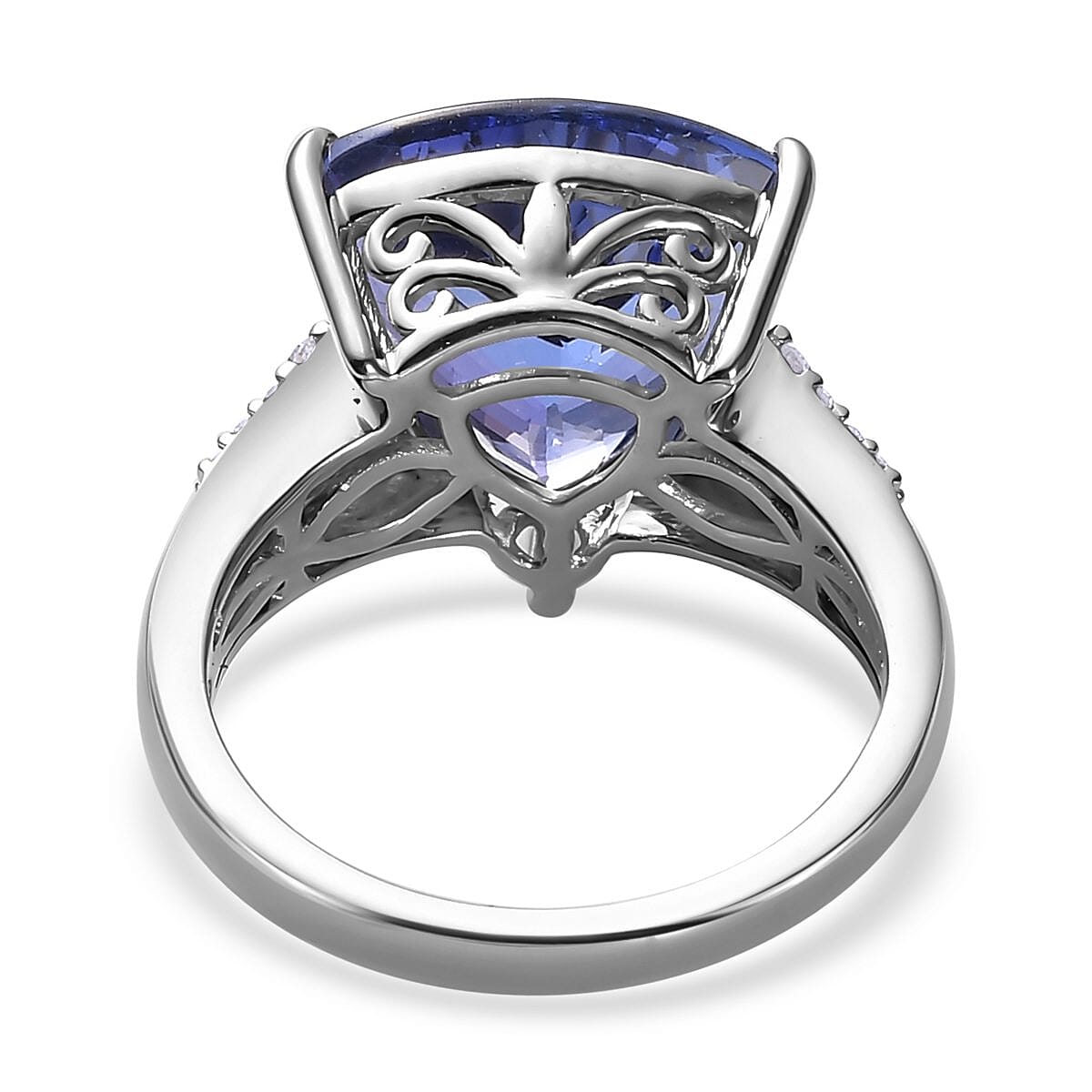 RHAPSODY 950 Platinum AAAA Tanzanite and (VS - E-F) Diamond Ring  7.10 Ct, Platinum Wt. 7.83 Gms
