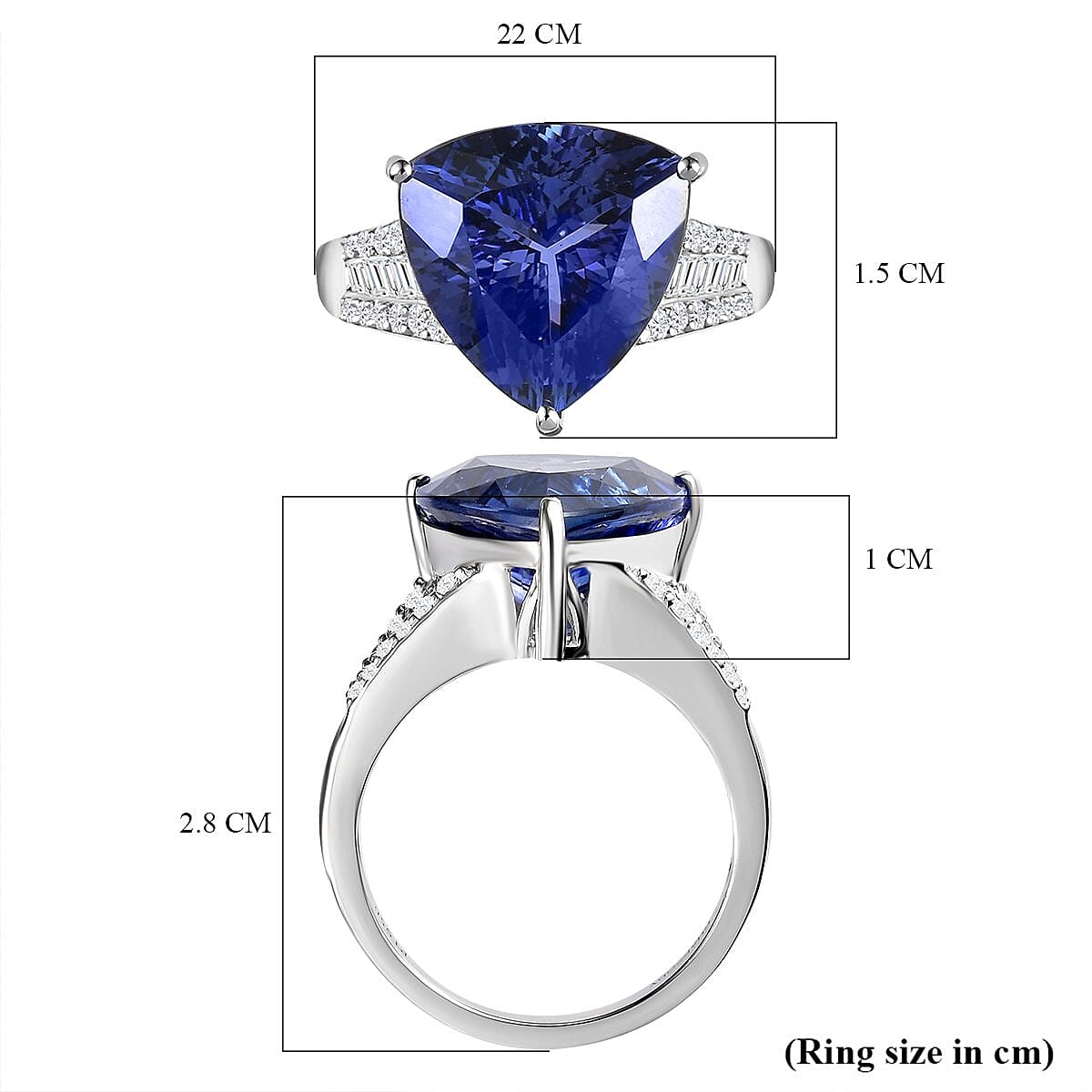 RHAPSODY 950 Platinum AAAA Tanzanite and (VS - E-F) Diamond Ring  7.10 Ct, Platinum Wt. 7.83 Gms