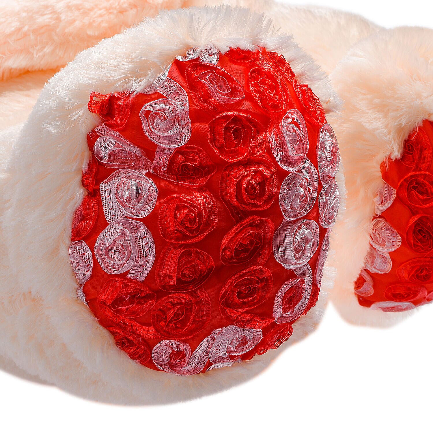 Soft Teddy Bear with Red Heart - Red & Orange