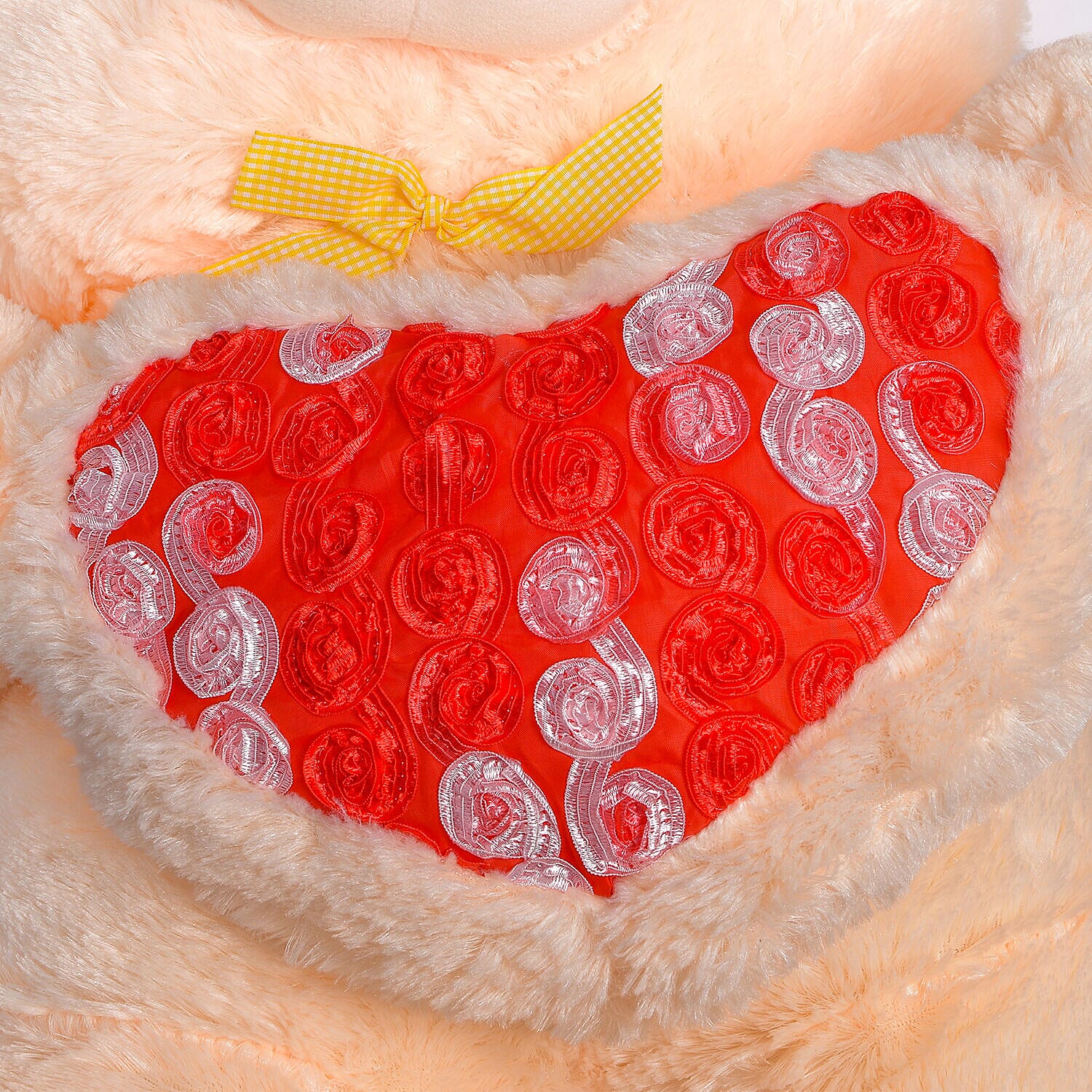 Soft Teddy Bear with Red Heart - Red & Orange