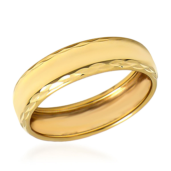 Maestro Collection - 9K Yellow Gold Diamond Cut Wedding Band Ring ...