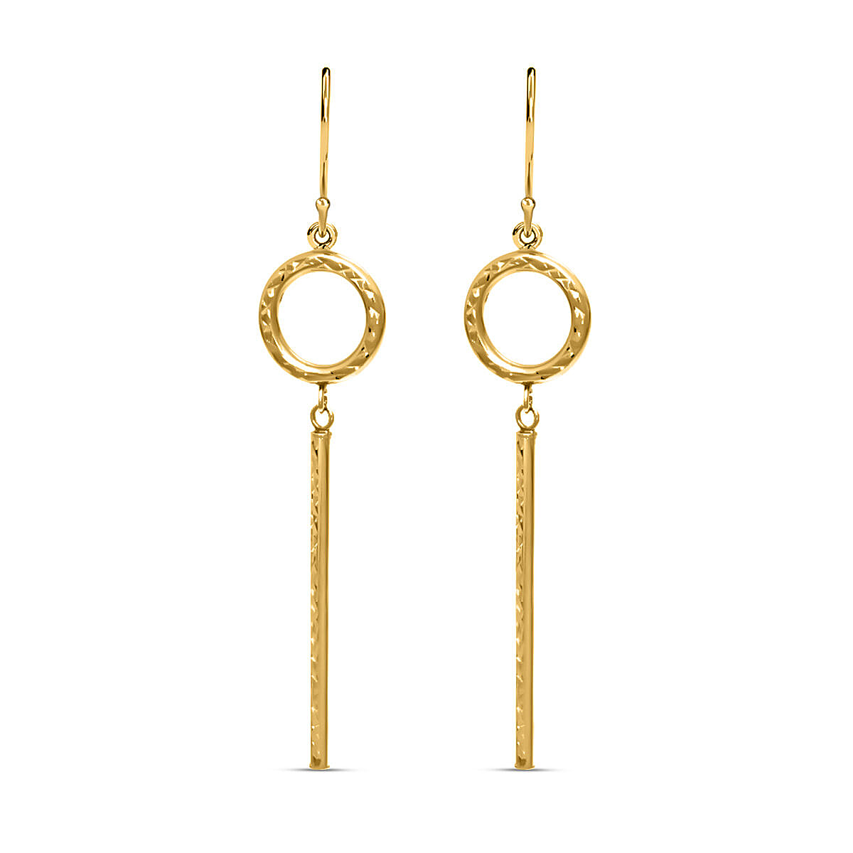 Maestro Collection - 9K Yellow Gold Stick and Circle Earrings