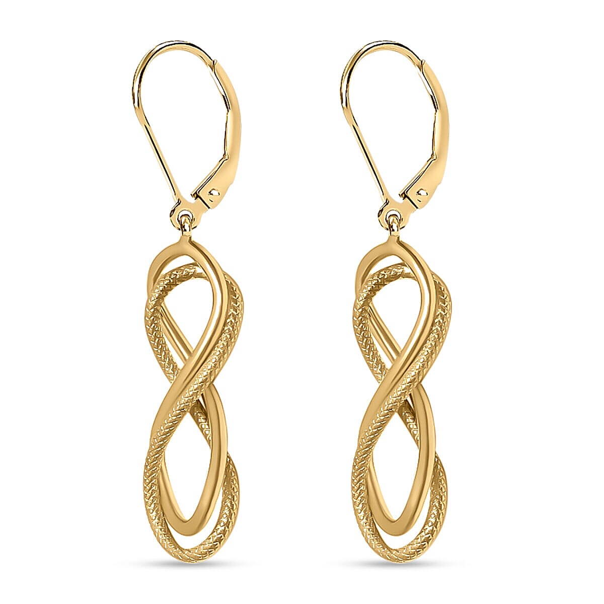 One Time Close Out Deal- 9K Yellow Gold Infinity Lever Back Earrings