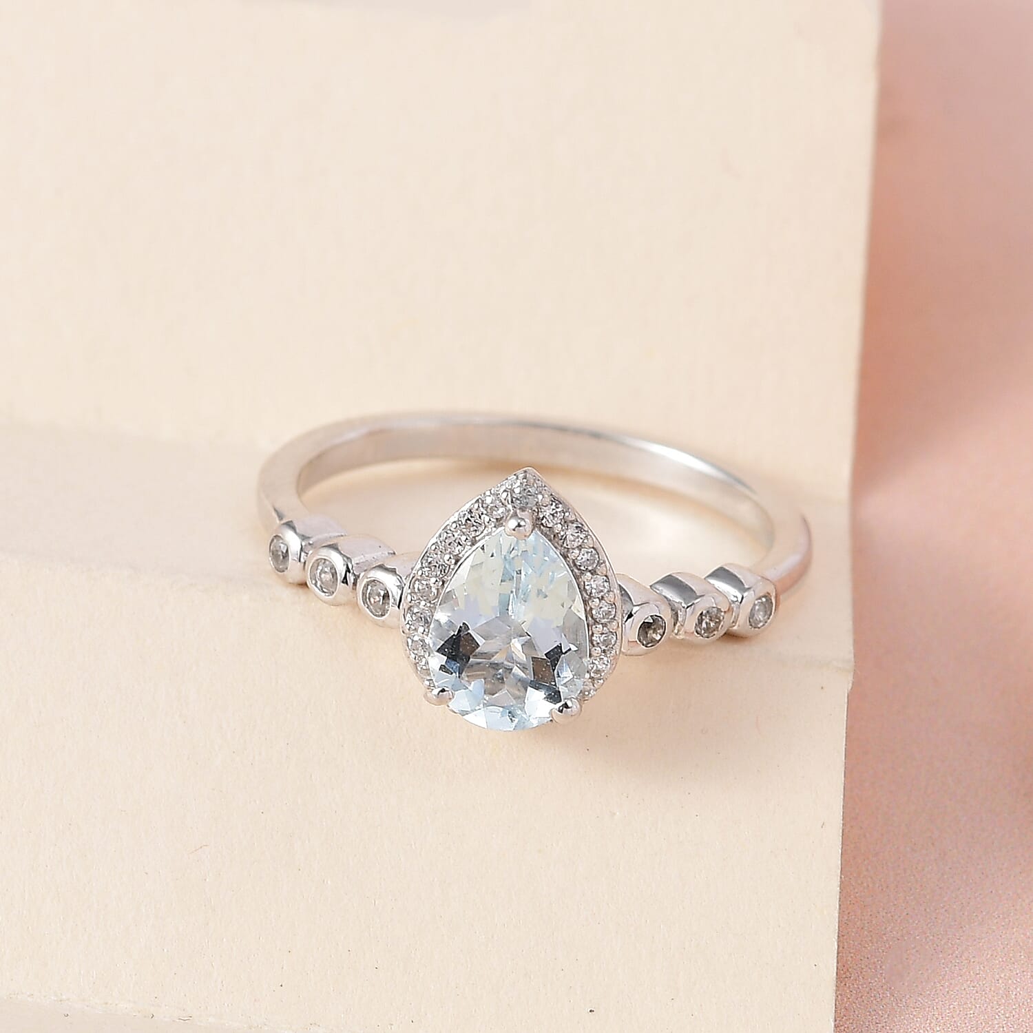 Espirito Santo Aquamarine and Natural Zircon Ring in Platinum Overlay Sterling Silver 1.12 Ct