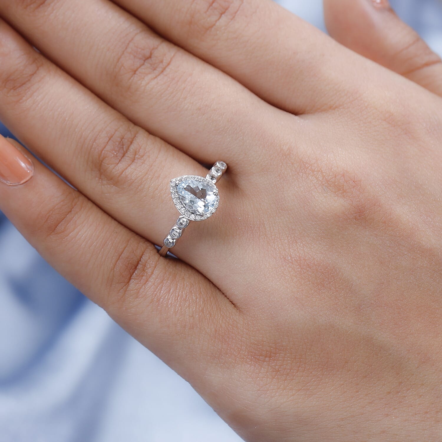 Espirito Santo Aquamarine and Natural Zircon Ring in Platinum Overlay Sterling Silver 1.12 Ct