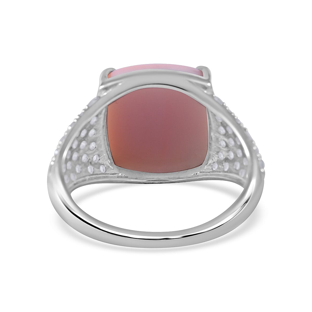 Queen Conch Shell and Natural Zircon Ring in Rhodium Overlay Sterling Silver 7.30 Ct