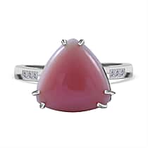 Pink Conch Shell and Moissanite Ring in Rhodium Overlay Sterling Silver  7.10 Ct.