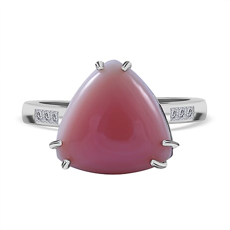 Queen Conch Shell and Moissanite Ring in Rhodium Overlay Sterling Silver 7.10 Ct.