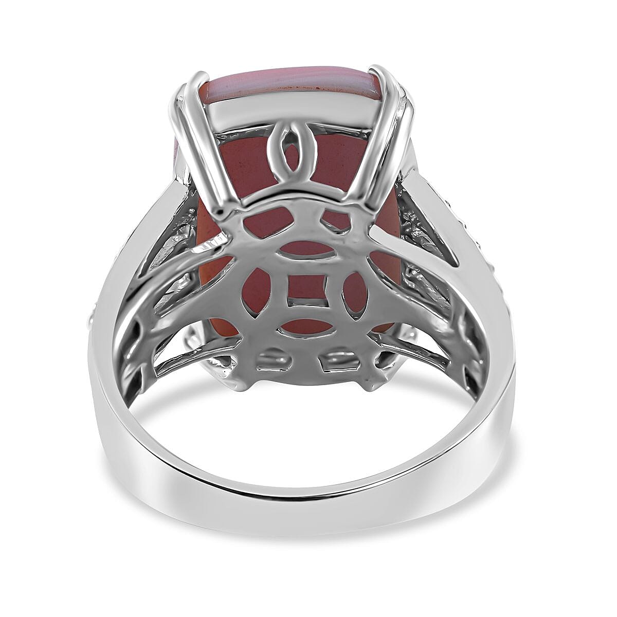 Queen Conch Shell and Natural Zircon Ring in Rhodium Overlay Sterling Silver 11.30 Ct