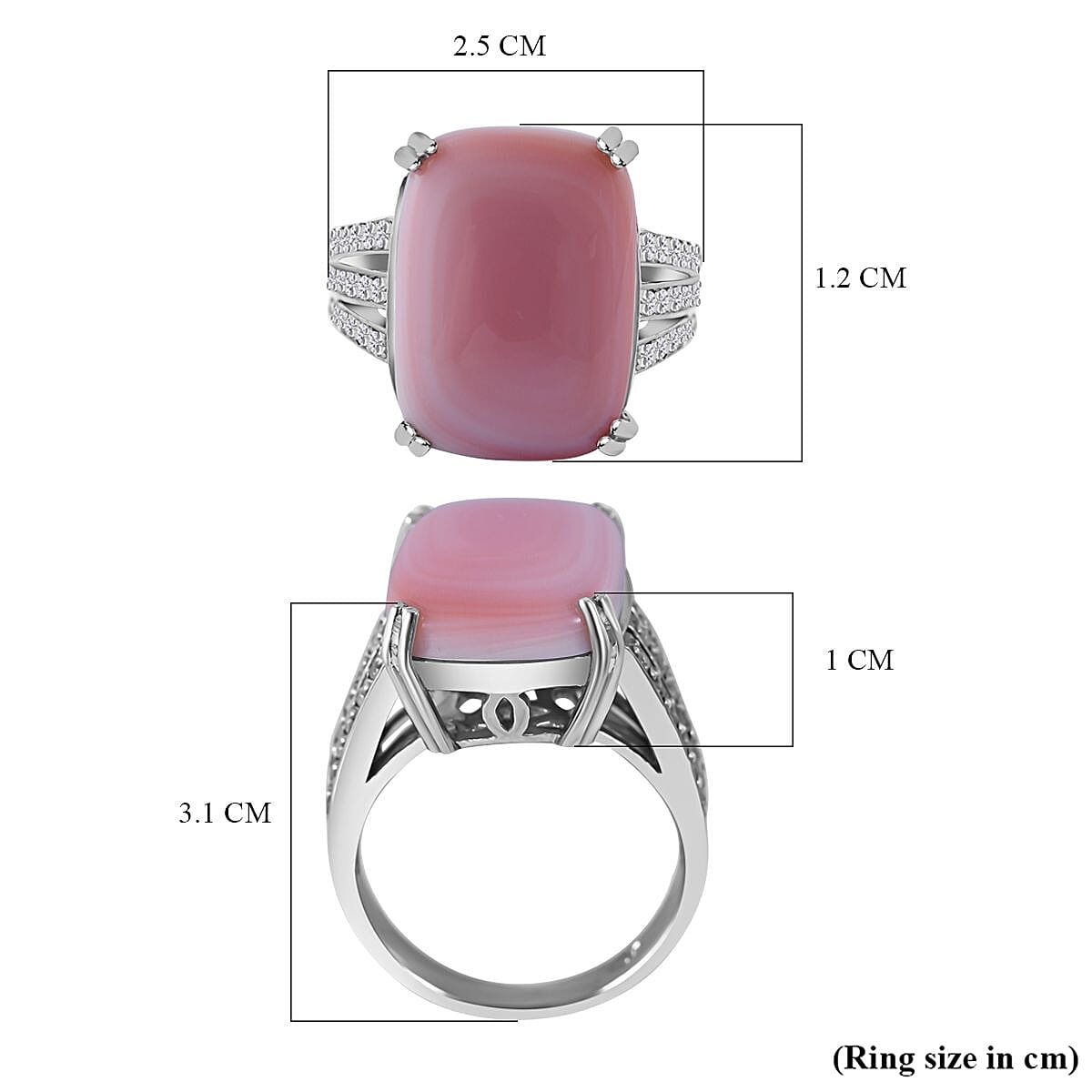 Queen Conch Shell and Natural Zircon Ring in Rhodium Overlay Sterling Silver 11.30 Ct