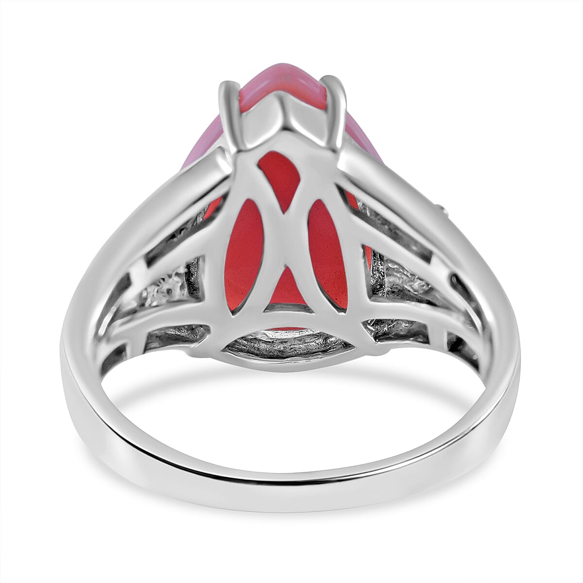 Queen Conch Shell and Natural Zircon Ring in Rhodium Overlay Sterling Silver 7.68 Ct