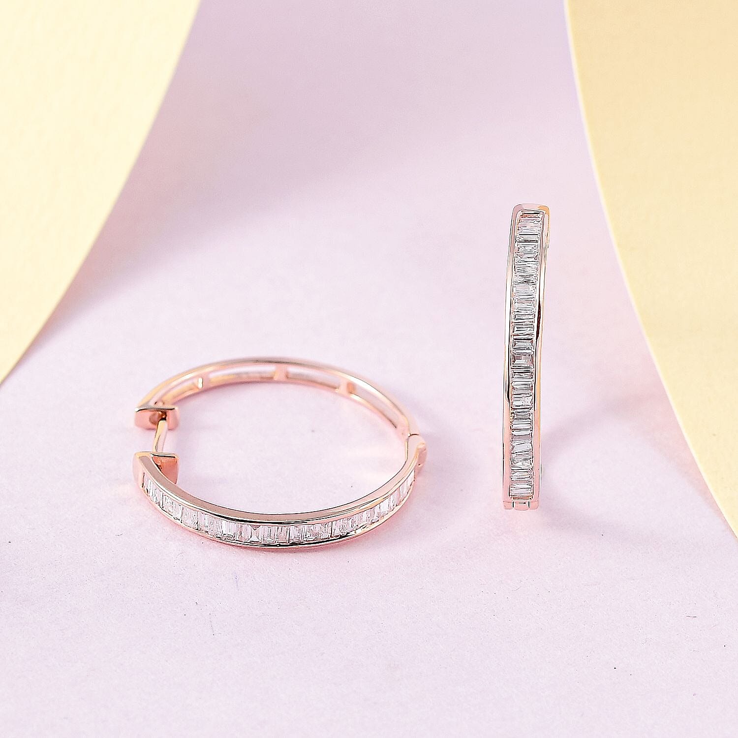 9K Rose Gold SGL Certified Pink Diamond Full Hoop Earrings 0.50 Ct