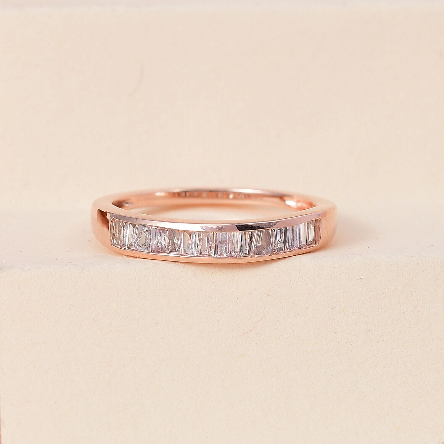 9K Rose Gold SGL Certified Natural Pink Diamond Half Eternity Band Ring 0.50 Ct
