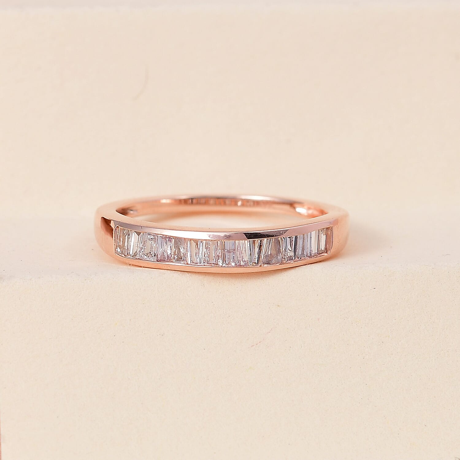 9K Rose Gold SGL Certified Natural Pink Diamond Half Eternity Band Ring 0.50 Ct