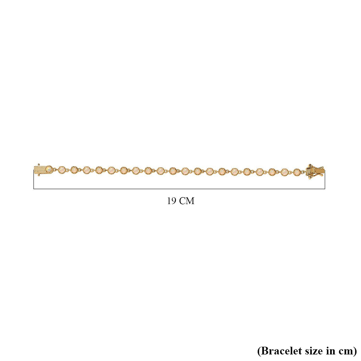 Ethiopian Welo Opal Bracelet (Size - 7) in 18K Yellow Gold Vermeil Plated Sterling Silver 3.90 Ct, Silver Wt. 7.55 Gms.