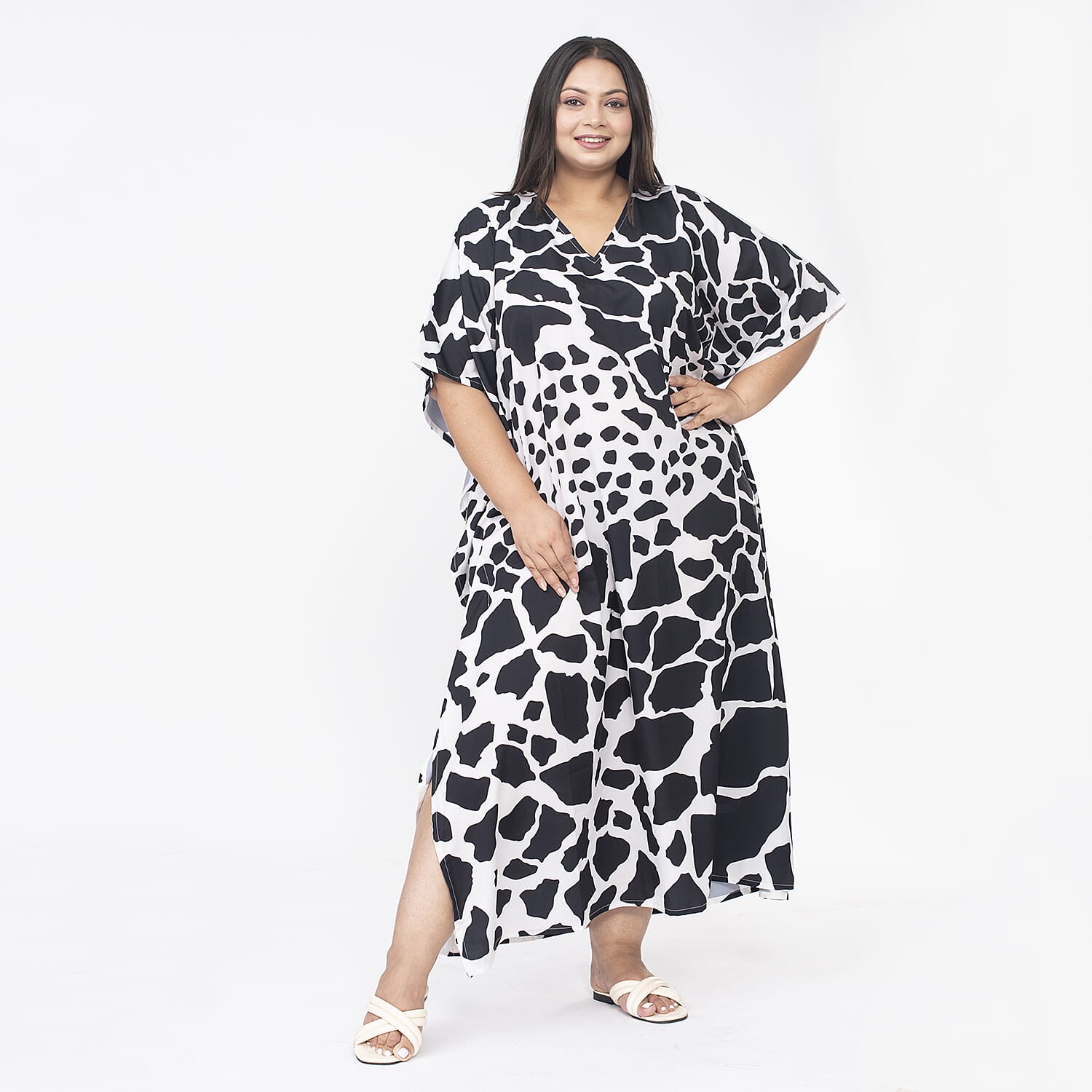 TAMS Printed Maxi Kaftan With Side Slits
