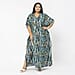 Tamsy Exclusive Tropical Print Long Kaftan (One Size, 8-18) - Turquoise