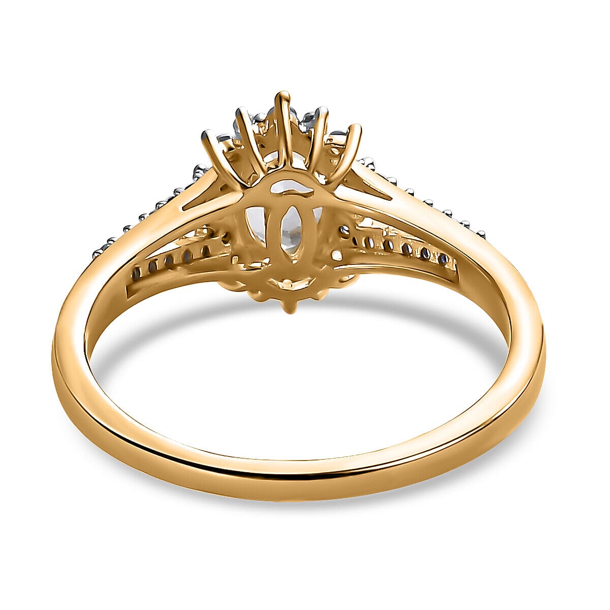 Espirito Santo Aquamarine and Natural Zircon Ring in 18K Vermeil Yellow Gold Plated Sterling Silver 1.10 Ct