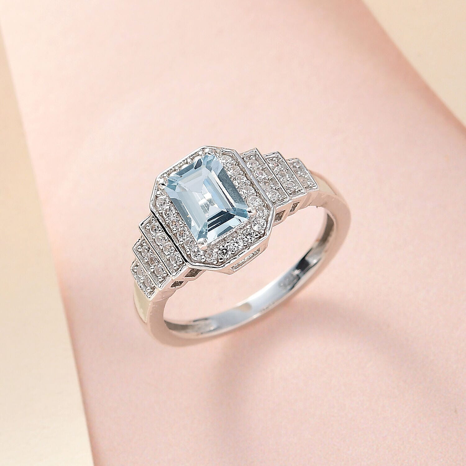 Espirito Santo Aquamarine, Natural White Zircon Ring in store 925 size 7