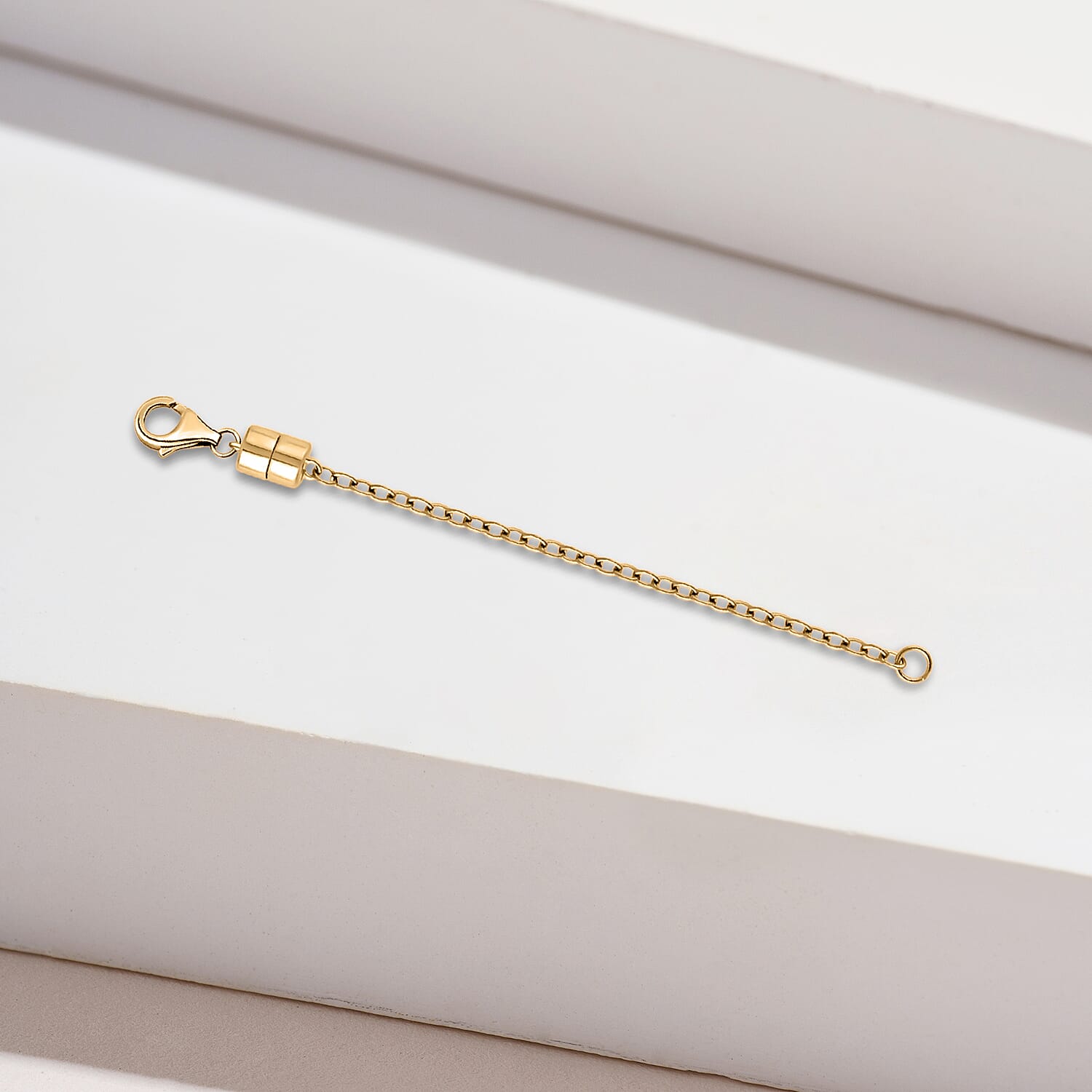 Yellow Gold Overlay Sterling Silver Magnet Lobster Lock with 2 Inch Extender