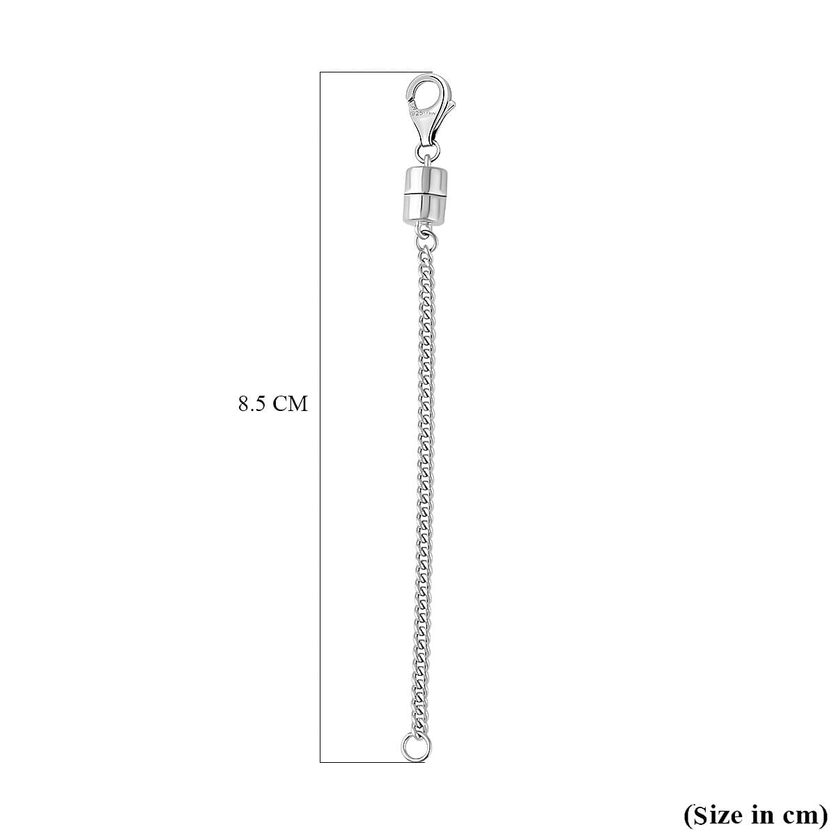 Rhodium Overlay Sterling Silver Curb Magnetic Lobster Lock