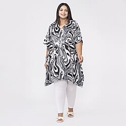 Tamsy V-Neck Printed Short Kaftan