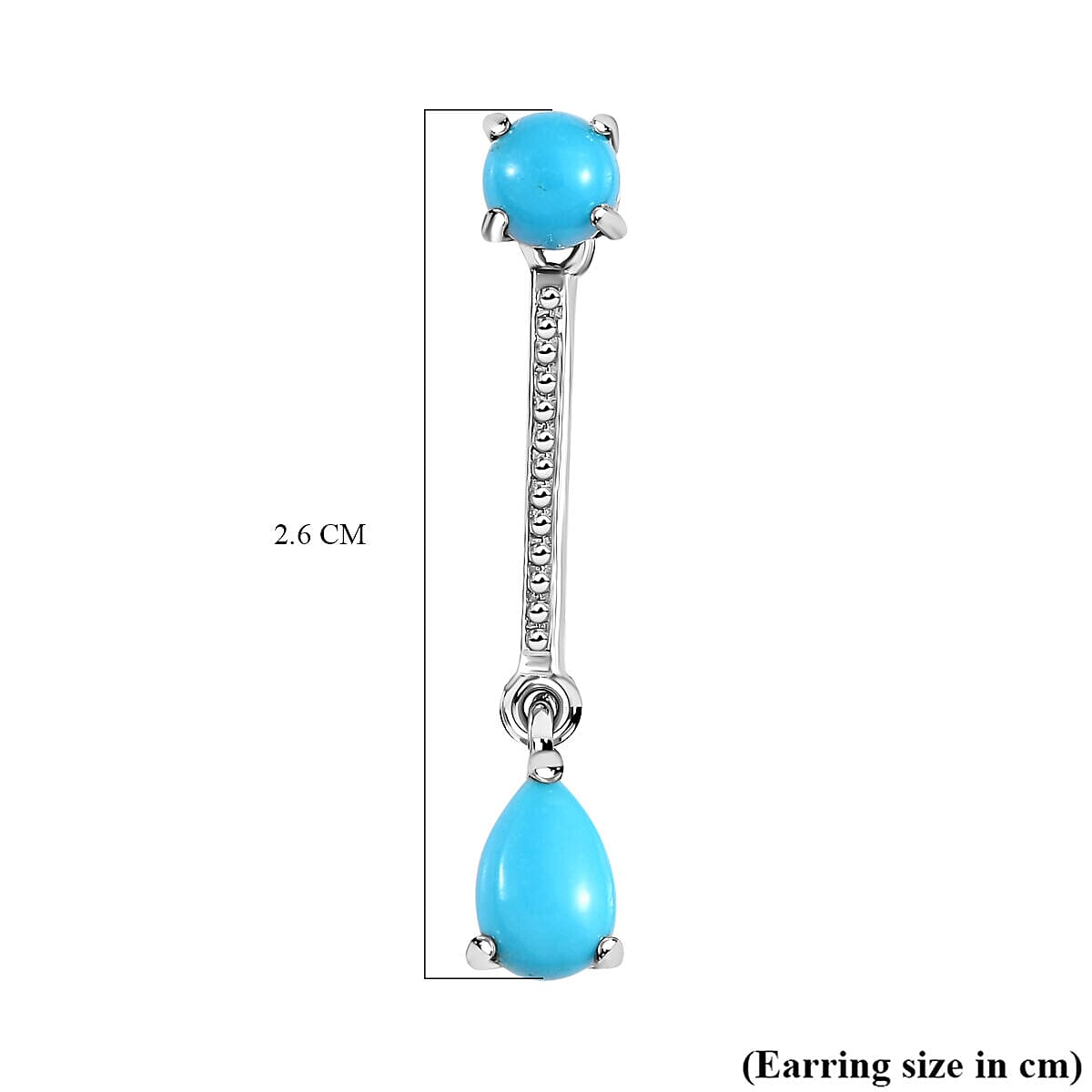 Arizona Sleeping Beauty Turquoise Dangling Earrings (with Push Post) in Platinum Overlay Sterling Silver 1.45 Ct