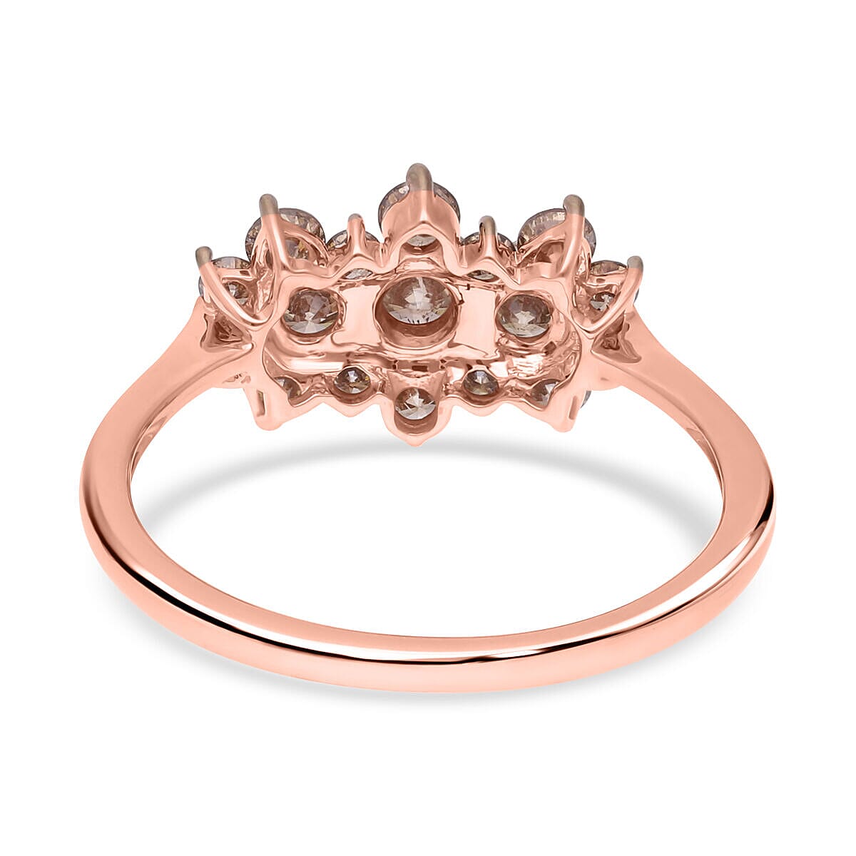 9K Rose Gold SGL Certified Natural Champagne Diamond Boat Ring 1.00 Ct.