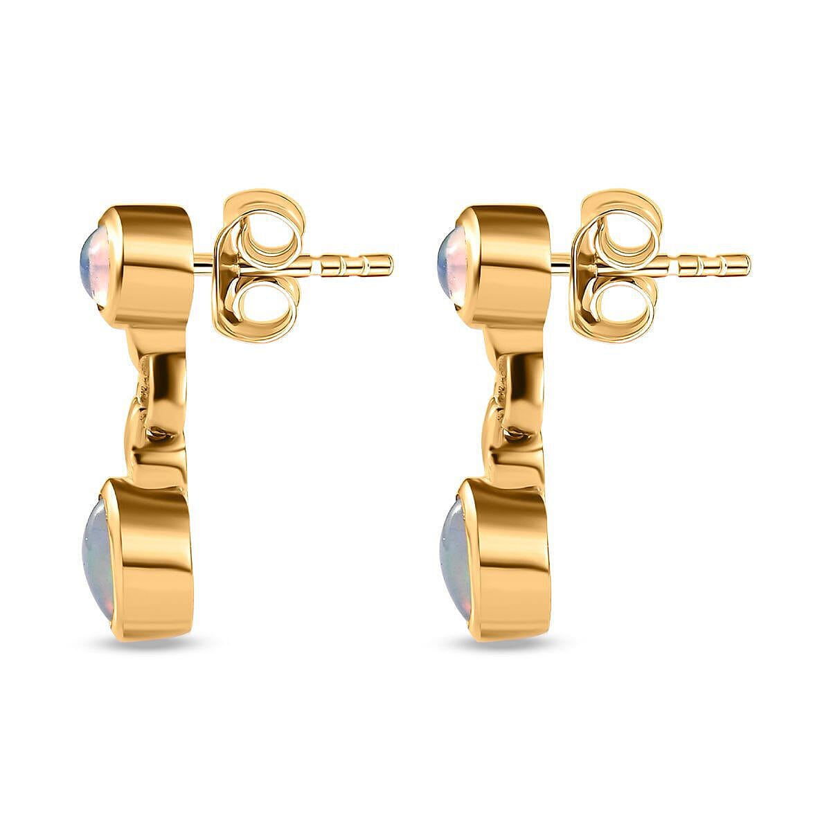 Ethiopian Welo Opal Earrings in 18K Yellow Gold Vermeil Plated Sterling Silver 1.06 Ct