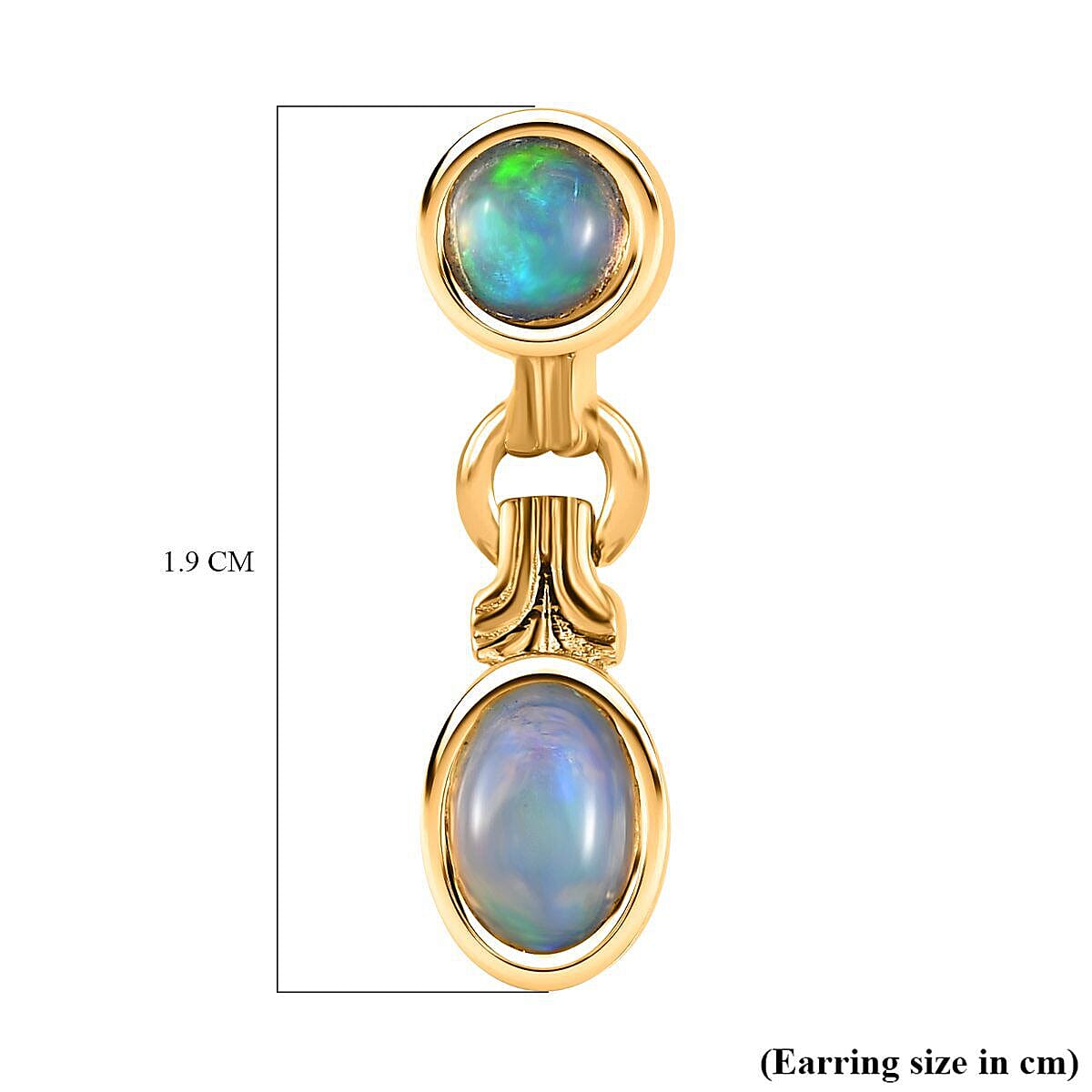 Ethiopian Welo Opal Earrings in 18K Yellow Gold Vermeil Plated Sterling Silver 1.06 Ct