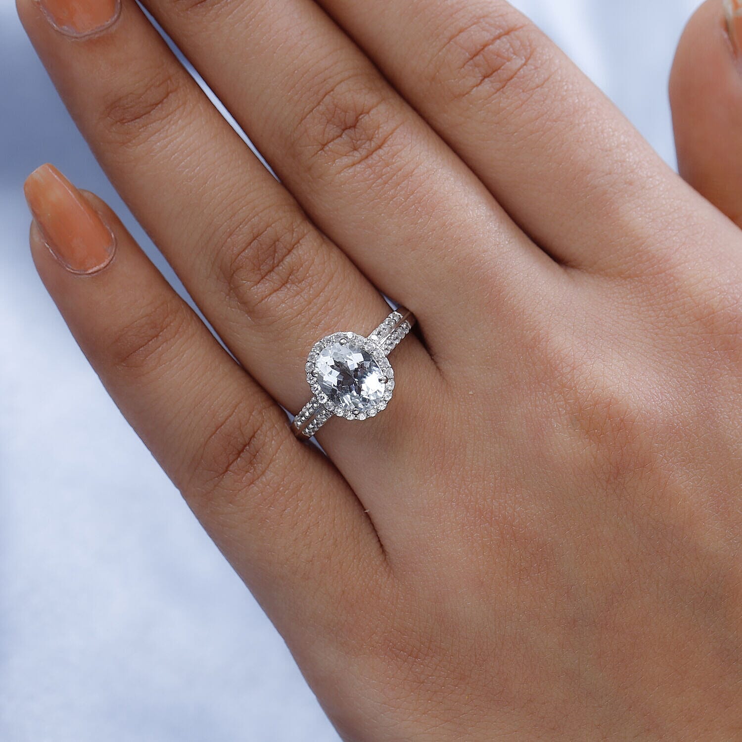 Espirito Santo Aquamarine and Natural Zircon Ring in Platinum Overlay Sterling Silver 2.05 Ct