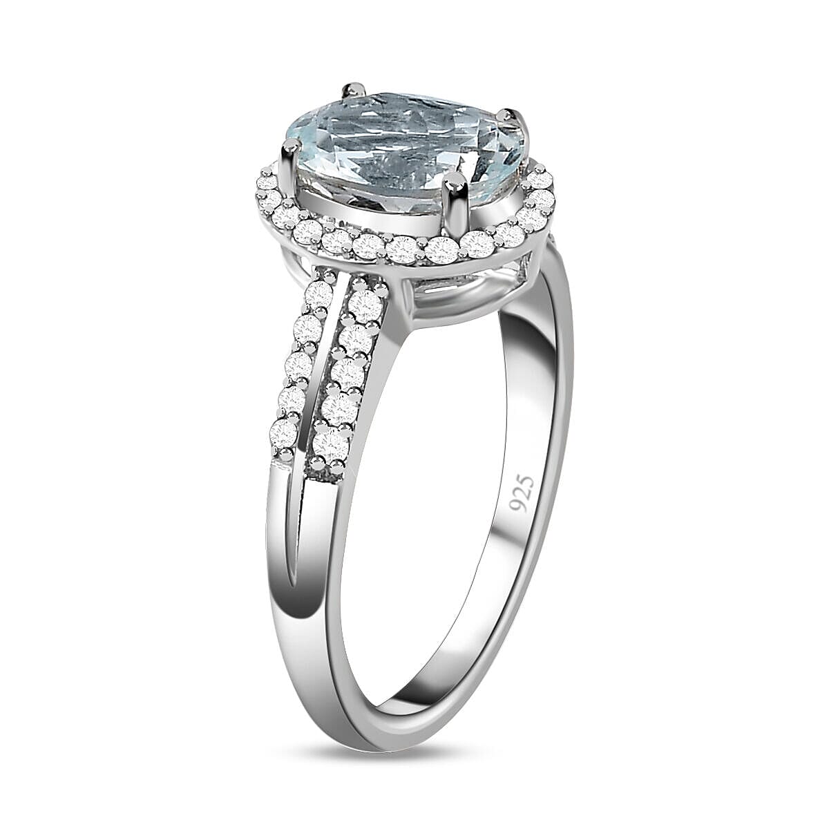 Espirito Santo Aquamarine and Natural Zircon Ring in Platinum Overlay Sterling Silver 2.05 Ct