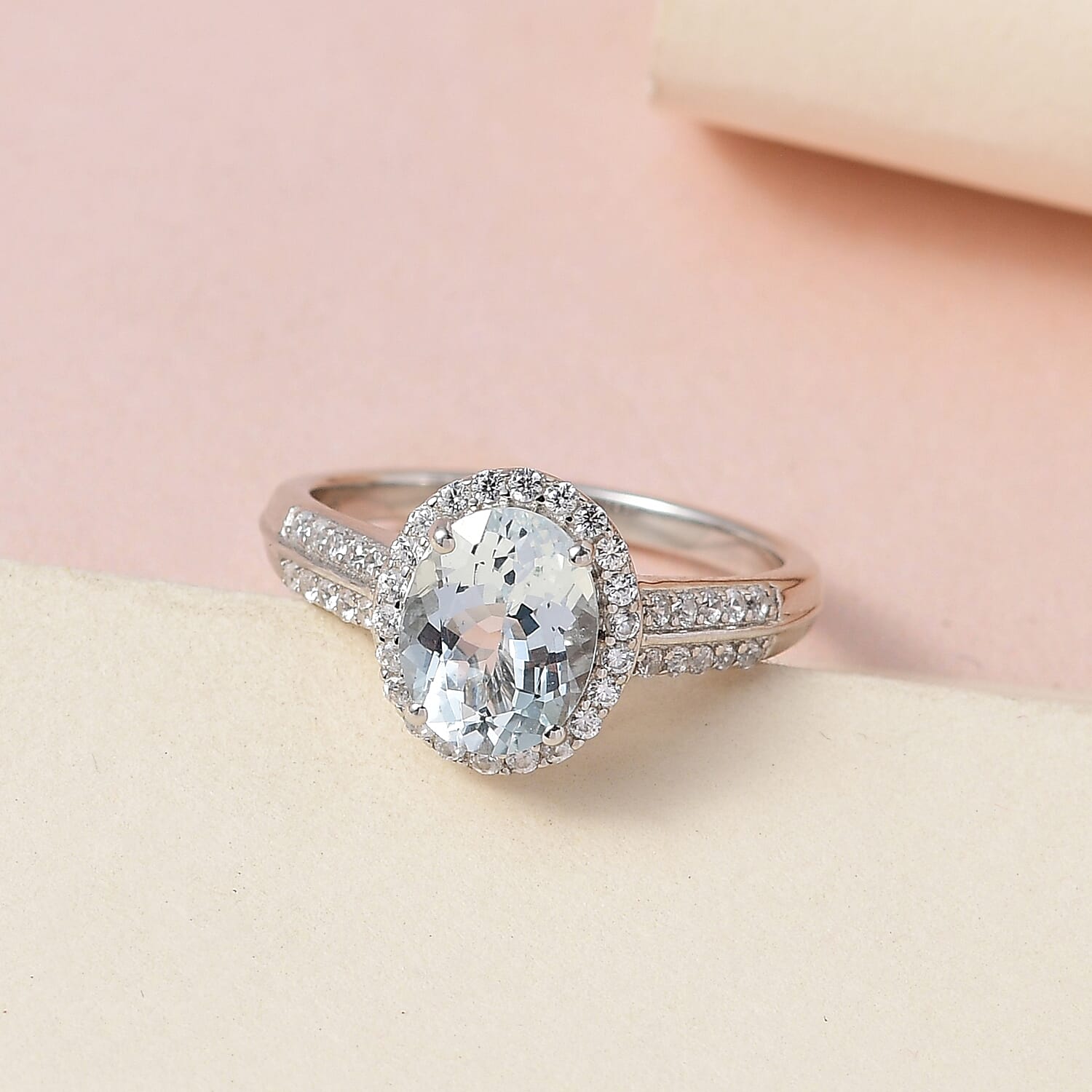 Espirito Santo Aquamarine and Natural Zircon Ring in Platinum Overlay Sterling Silver 2.05 Ct