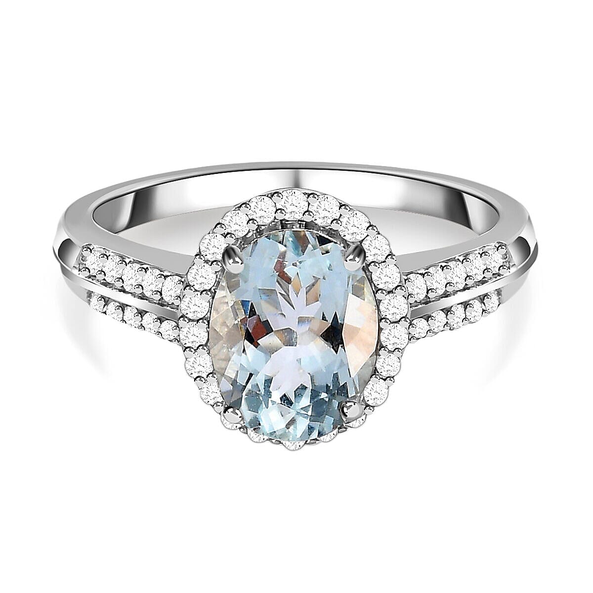Espirito Santo Aquamarine and Natural Zircon Ring in Platinum Overlay Sterling Silver 2.05 Ct