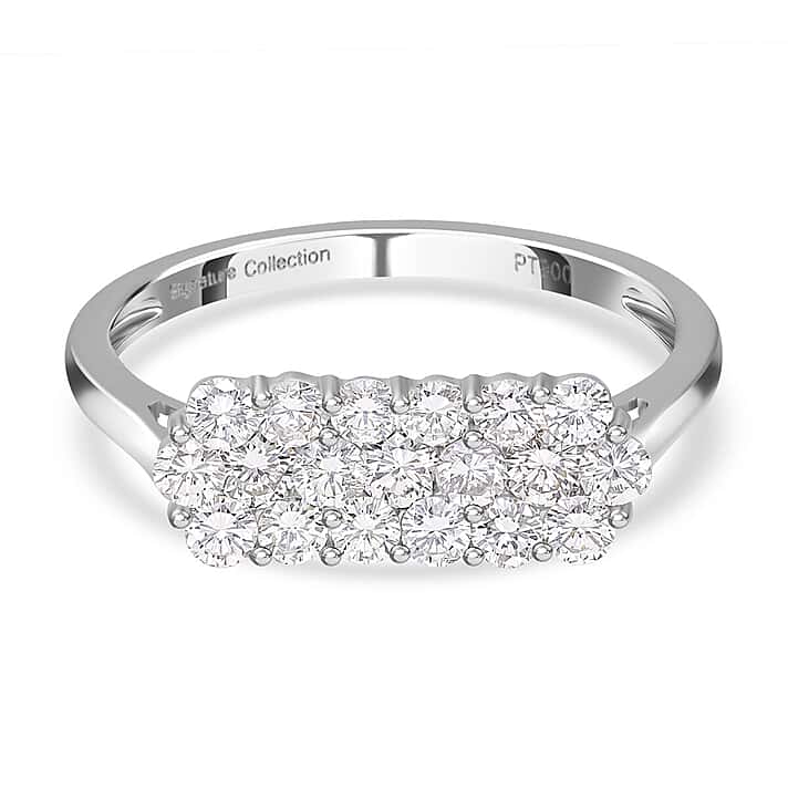 900 Platinum IGI Certified (SI-G-H) Diamond Cluster Ring 1.05 Ct.