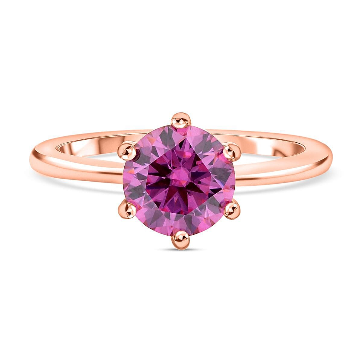 Pink Moissanite Solitaire Ring in Vermeil RG Plated Sterling Silver 2.00 Ct