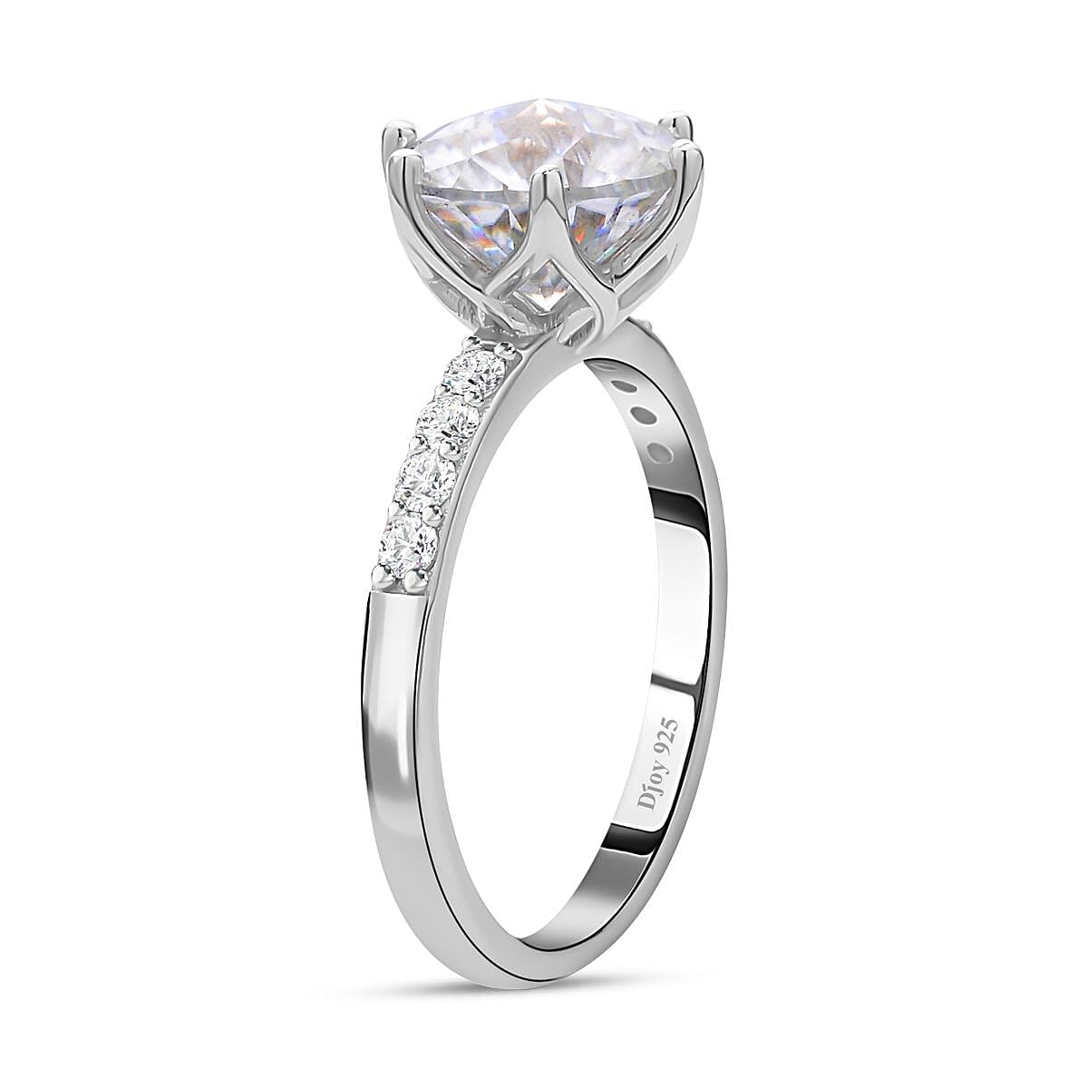 First Time Ever ( Empire cut )Moissanite Ring in Rhodium Overlay Sterling Silver 4.12 Ct