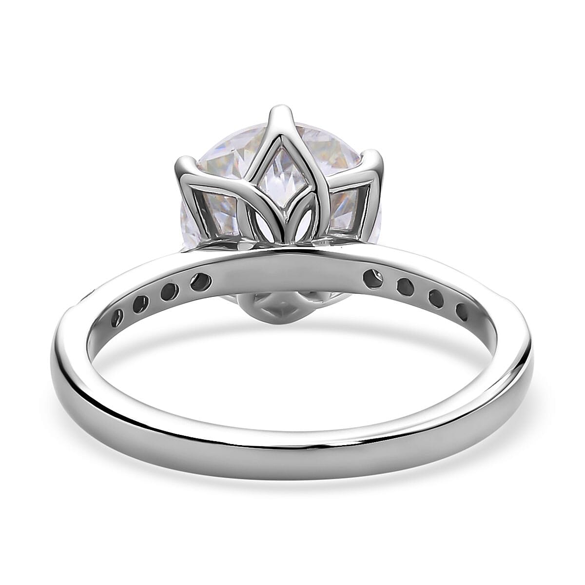 First Time Ever ( Empire cut )Moissanite Ring in Rhodium Overlay Sterling Silver 4.12 Ct