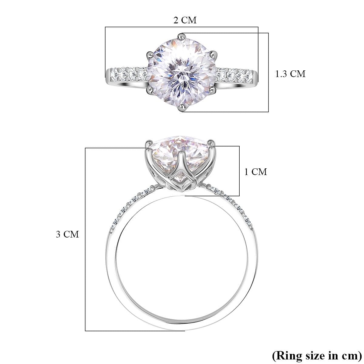 First Time Ever ( Empire cut )Moissanite Ring in Rhodium Overlay Sterling Silver 4.12 Ct