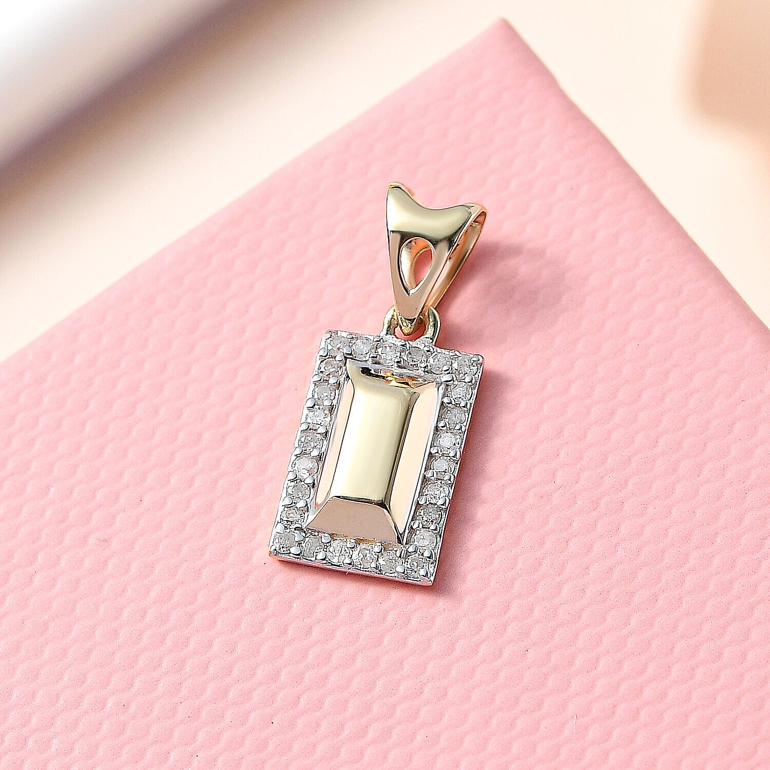 9K Yellow Gold and Diamond (G-H) Bar Pendant